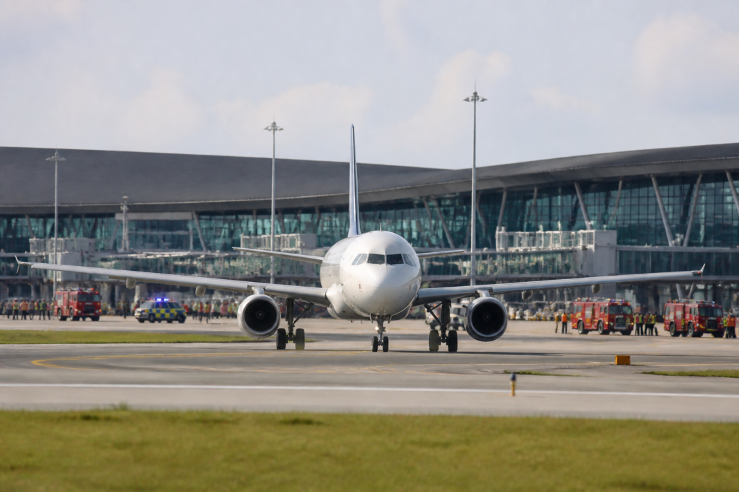 Passenger aircraft at Kempegowda International Airport in Bengaluru after a London-bound Virgin Atlantic flight made an emergency landing