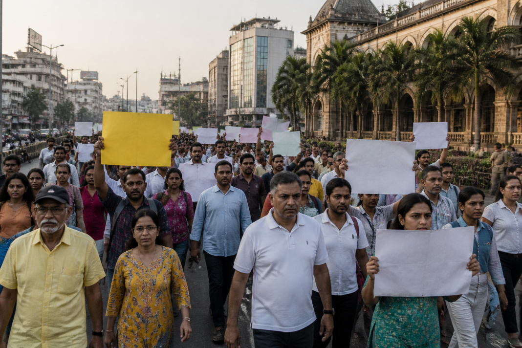 Pune residents marching with placards demanding a DJ ban and stricter loudspeaker controls