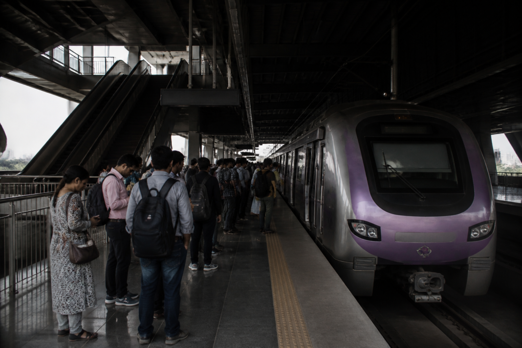 Pune Metro train stopped at a station during a power outage affecting the Pimpri-Chinchwad–Swargate corridor