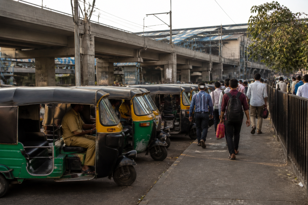 Shared auto-rickshaws at the Lalchowki auto stand near Kalyan railway station