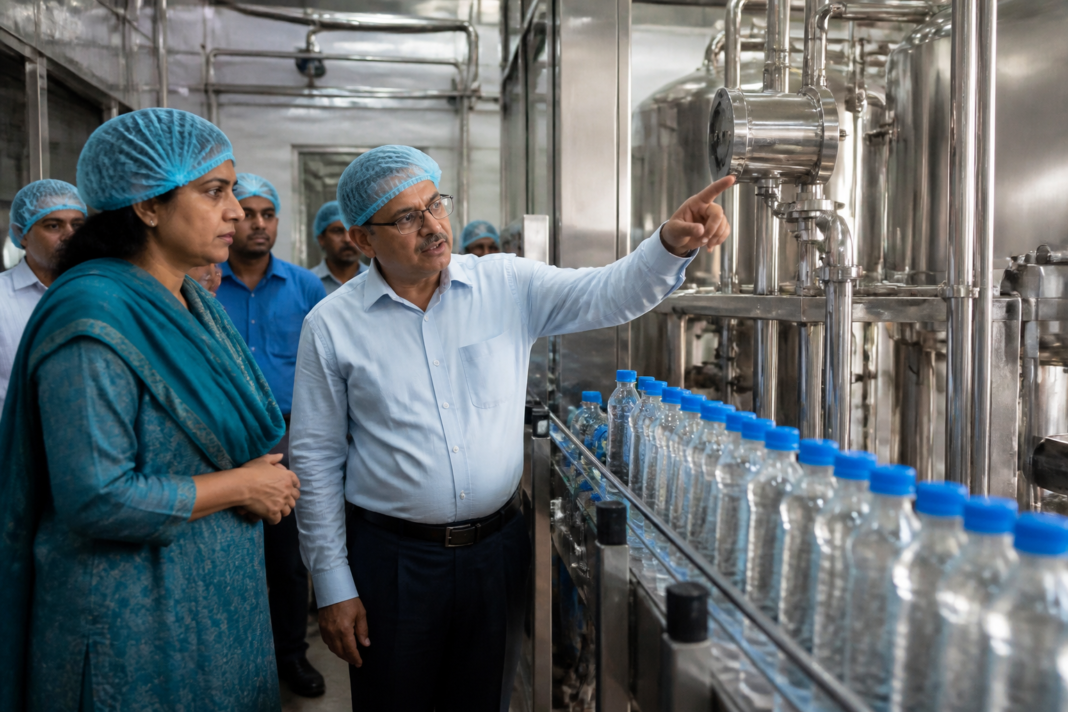FSSAI food safety inspection at a packaged drinking water facility in West Bengal