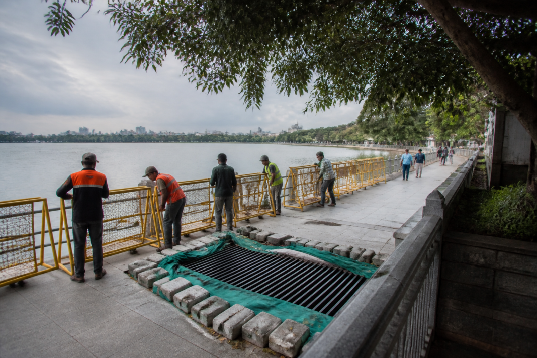 Halasuru Lake in Bengaluru prepared for Ganesh idol immersion with public access and safety infrastructure