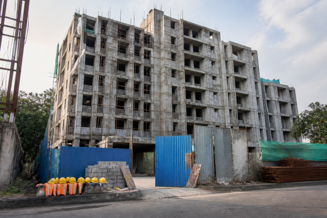 Under-construction building in Bolinj, Virar, where a construction worker died after falling from the fifth floor