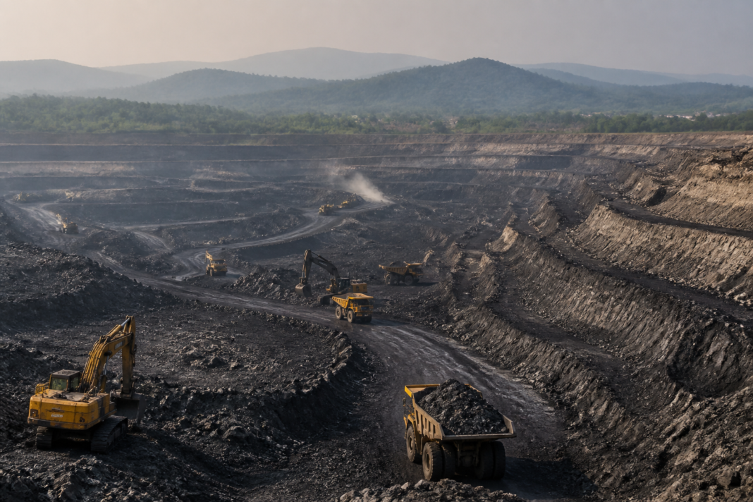 Mining equipment operating at an open-cast coal mine representing NMDC coal production and mineral diversification