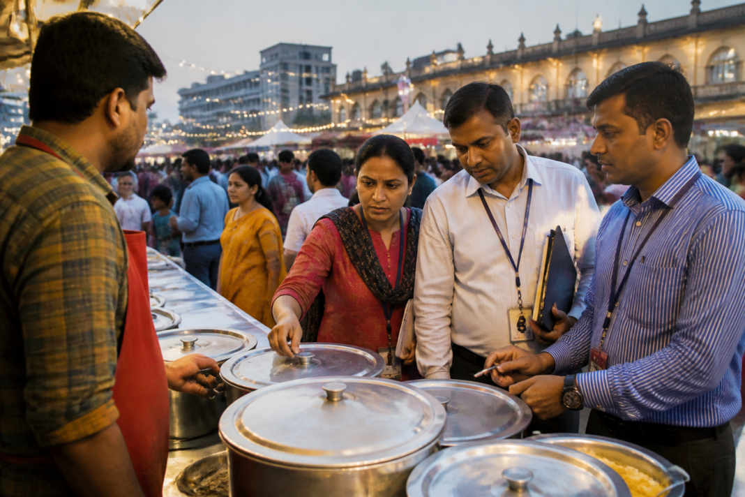 Food safety inspection at a public festival event in Maharashtra under the Maharashtra FDA food safety SOP