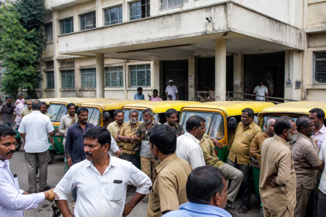 Rickshaw drivers from the Kalyan RTO area at a welfare programme linked to the Anand Dighe welfare board