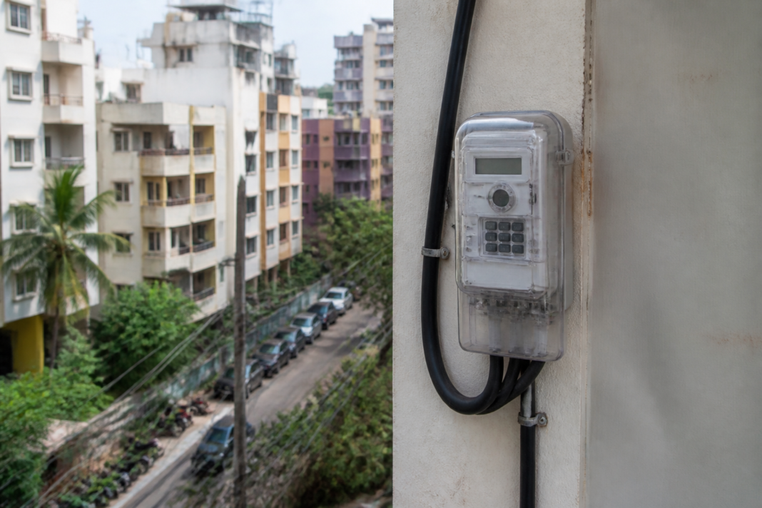 Electricity smart meter installation and billing infrastructure in a Vasai-Virar residential neighbourhood