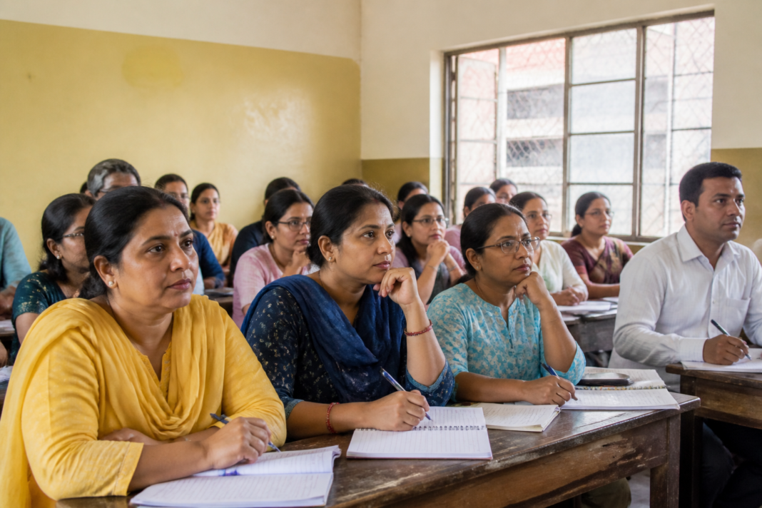 BMC teachers attending a classroom training session in Mumbai amid election-related administrative duties