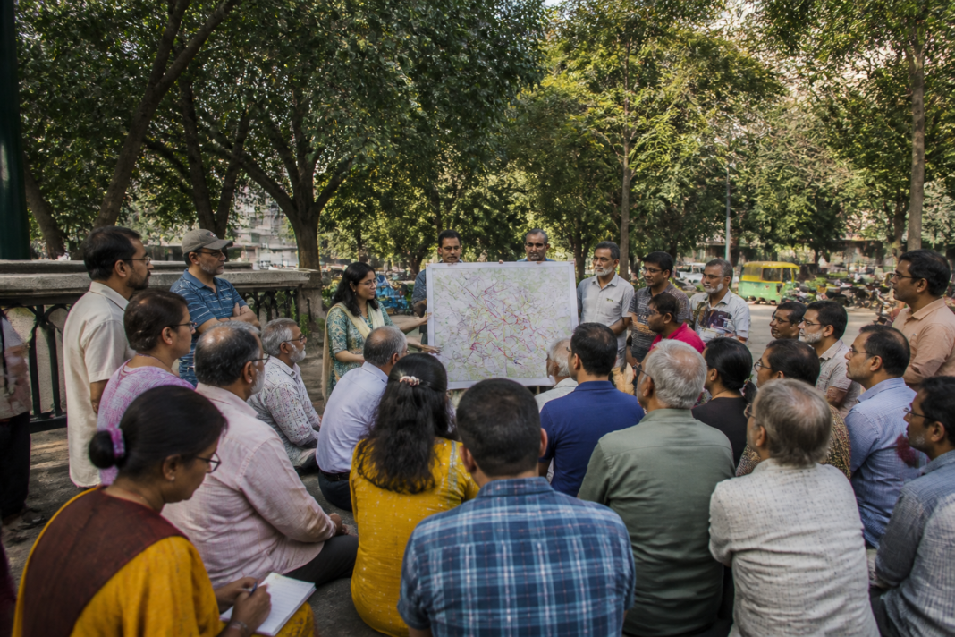 Bengaluru elevated corridors campaign meeting with residents discussing proposed flyover projects at CMH Park