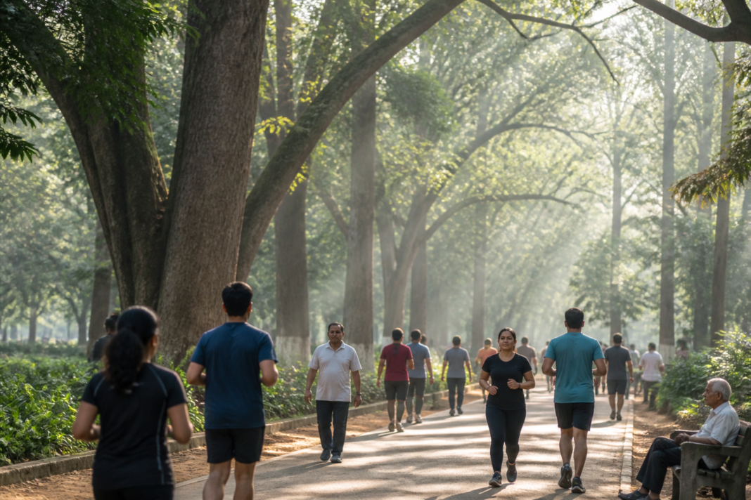 Visitors and walkers inside Bengaluru’s Cubbon Park, where a health centre and first-aid facilities have been requested