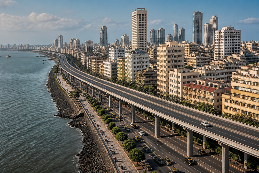 Proposed Nariman Point Cuff Parade bridge corridor along Mumbai’s coastal edge near South Mumbai
