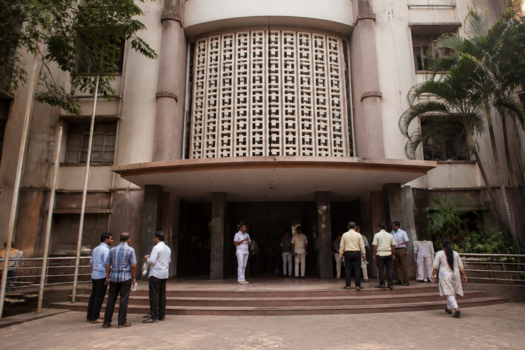 Ulhasnagar Municipal Corporation building in Maharashtra amid a dispute over a postponed co-opted member election