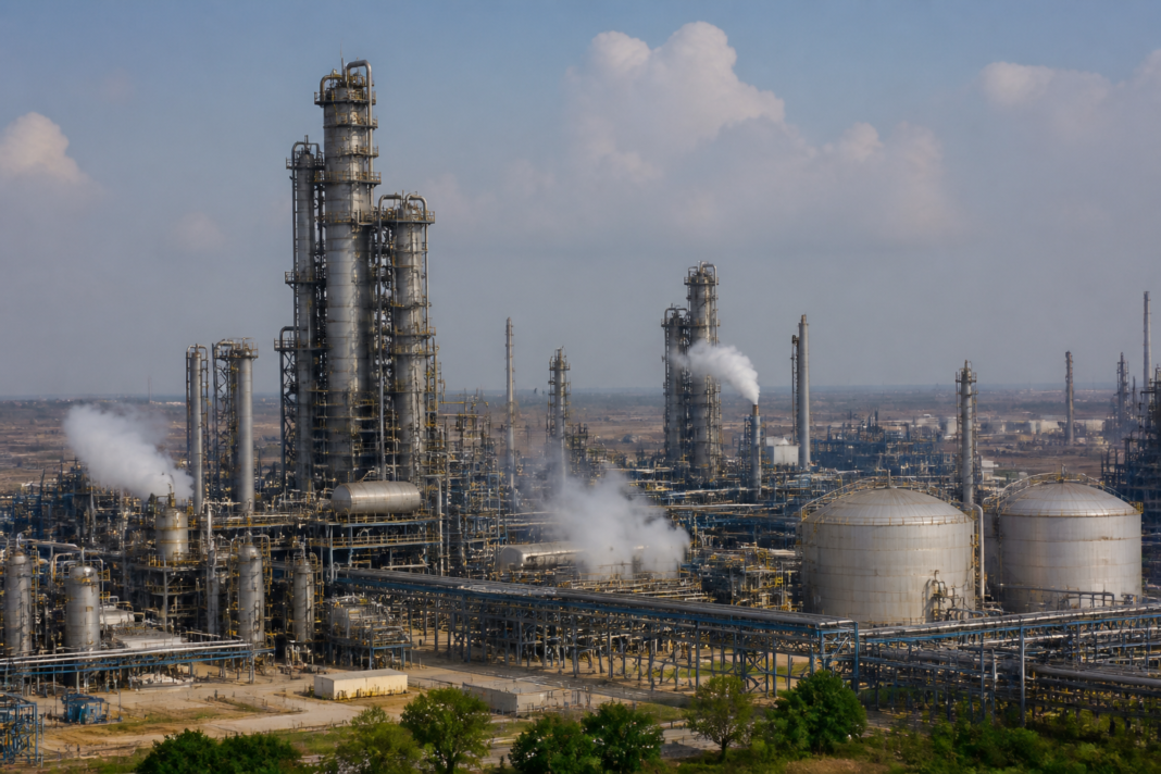 Industrial coal gasification facility with processing units and storage infrastructure under India’s coal gasification scheme