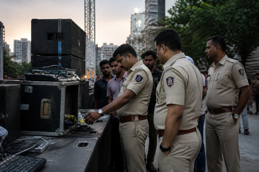 Police action involving DJ sound equipment during Dahi Handi celebrations in Pimpri-Chinchwad