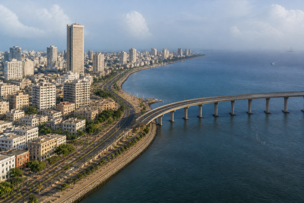 Proposed Nariman Point Cuff Parade bridge corridor along Mumbai’s coastal urban landscape