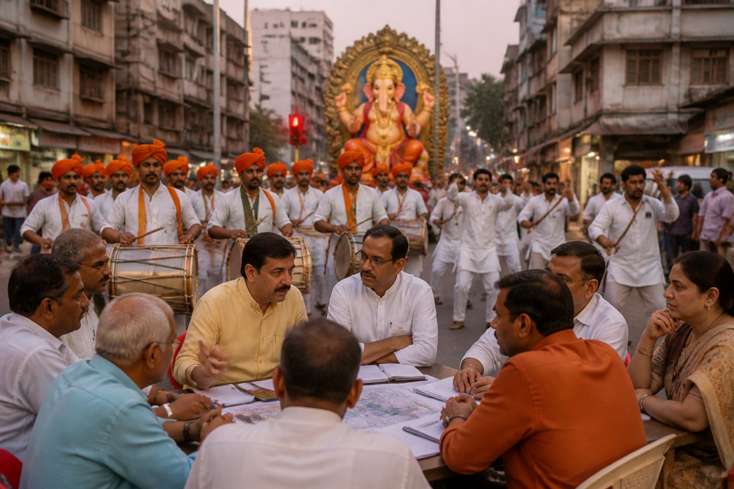 Ganesh festival procession in Kalyan with traditional drums and residents seeking a noise pollution-free celebration