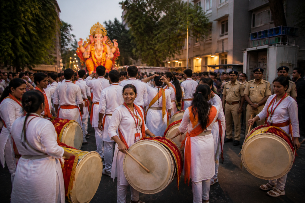 Ganeshotsav procession preparations in Pune amid restrictions on DJs and high-volume sound systems