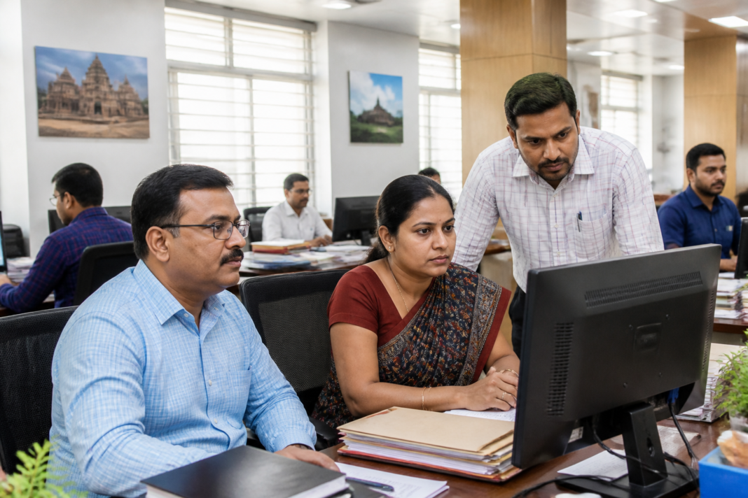 Odisha digital governance officials using a modern government workflow platform in a state administrative office