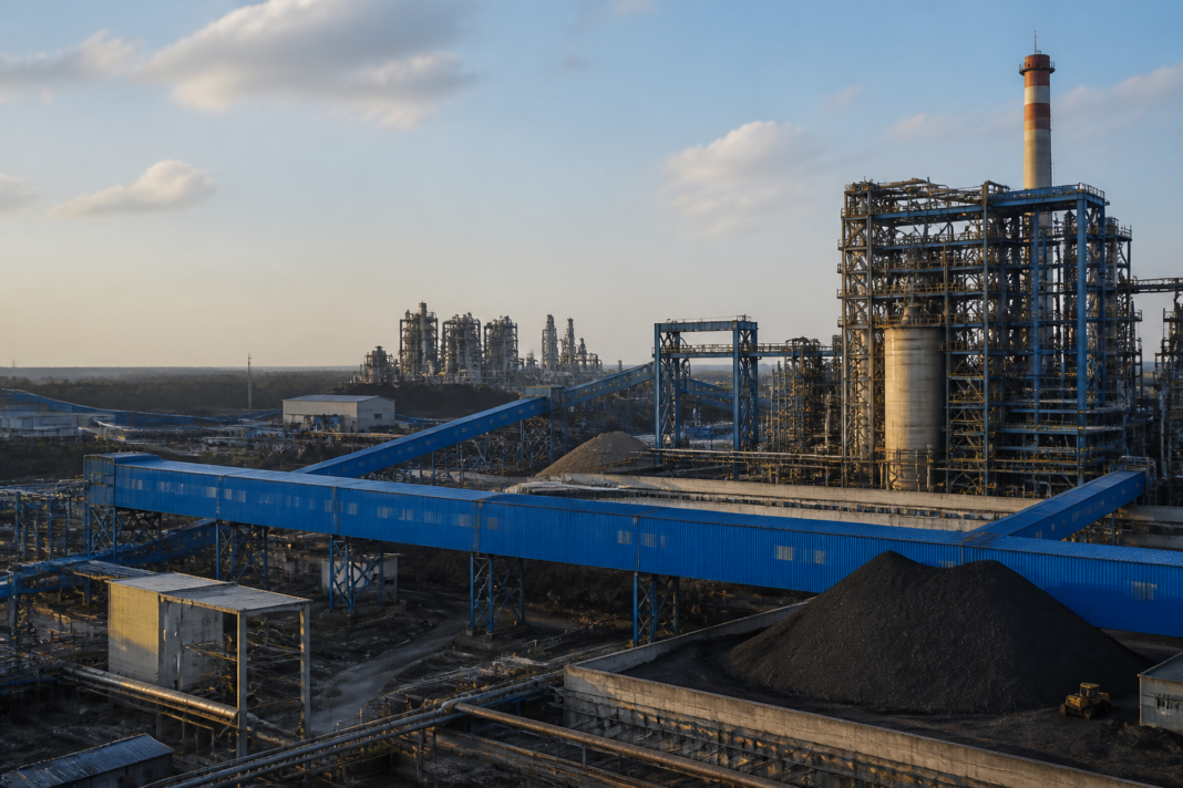 Industrial coal gasification facilities and storage infrastructure representing India’s coal gasification scheme