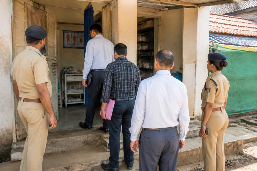 Health officials and police inspect a clinic in Kasalkhand, Panvel, in a case involving an alleged bogus doctor