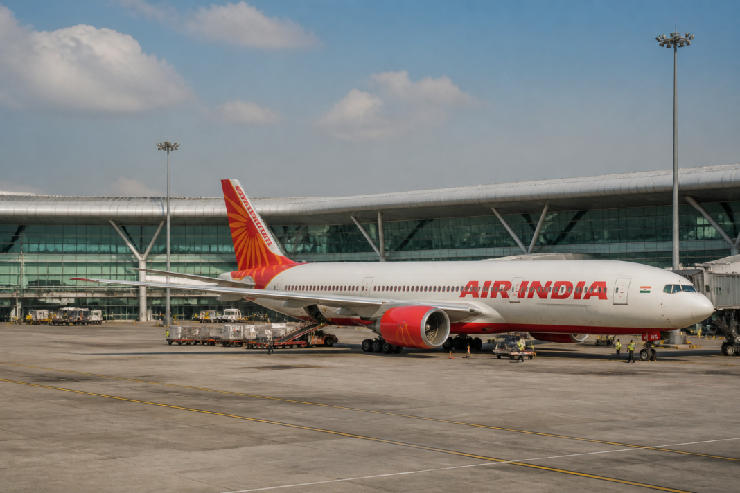 Air India aircraft at an airport terminal, illustrating the airline turnaround and fleet renewal programme