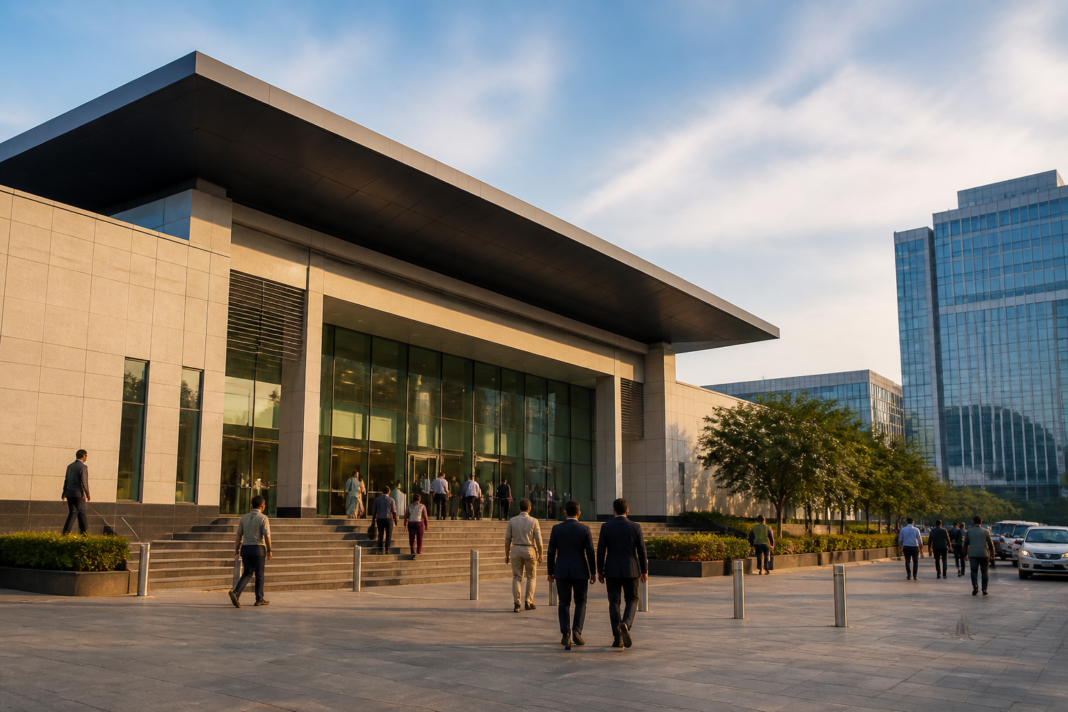 DK Vertex convention centre in Gurugram representing the company's planned expansion across Indian cities