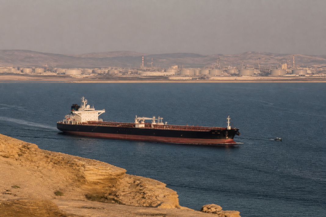 Oil tanker traffic near the Strait of Hormuz amid rising oil prices and Middle East security risks