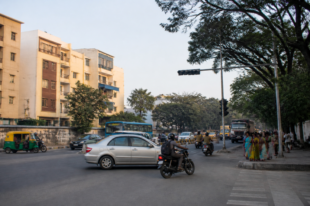 Road intersection in Bengaluru’s Attiguppe area near the proposed Gandhi Circle naming location