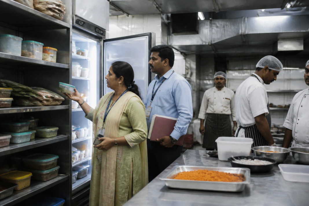 Maharashtra FDA food safety inspection at a commercial kitchen in Mumbai