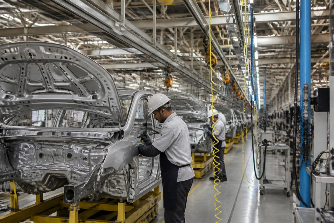 Automotive manufacturing plant representing the proposed JSW Skoda Volkswagen JV in India