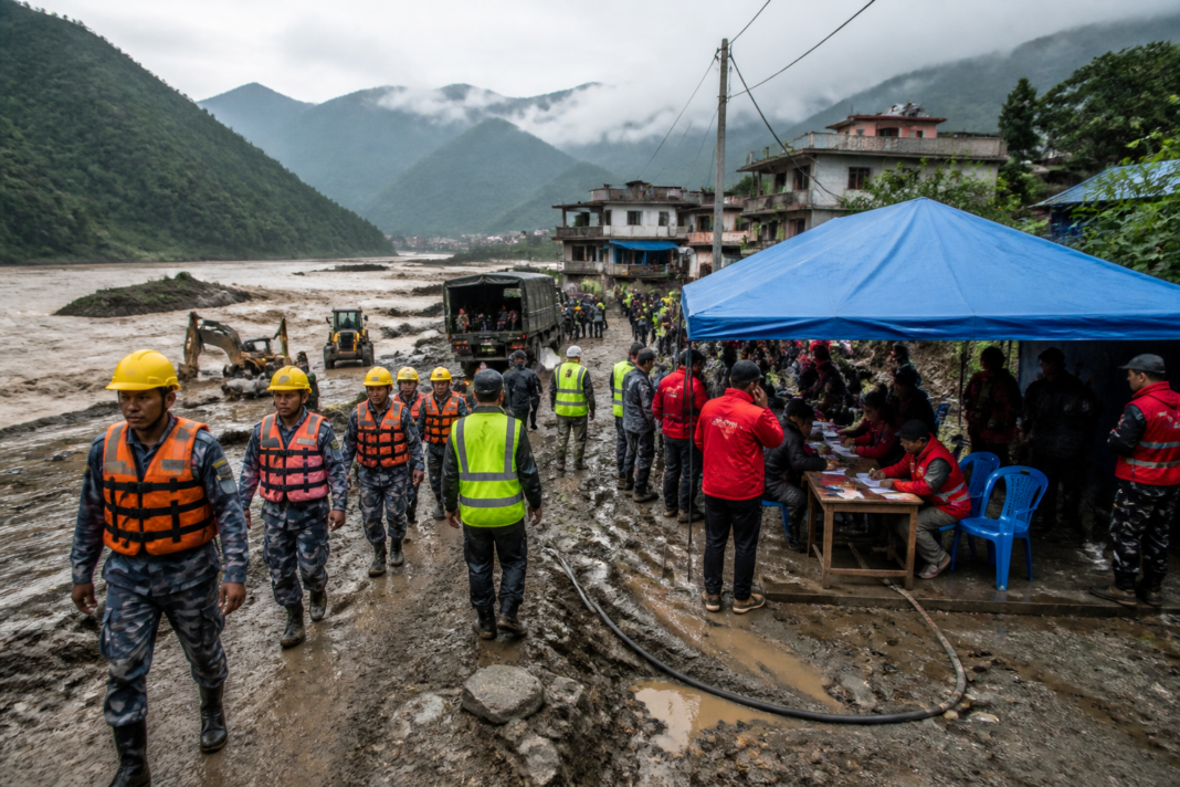 Rescue and disaster response operations after floods in Nepal involving missing Maharashtra tourists