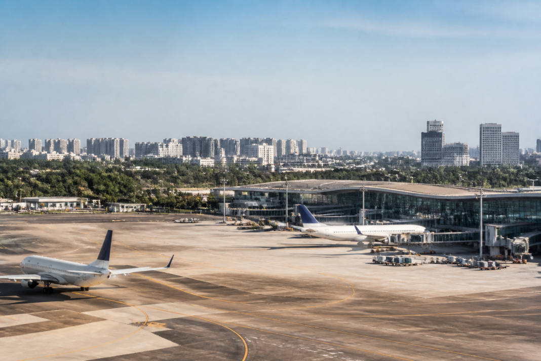 Adani Airports terminal and airside infrastructure representing the company’s planned expansion across India