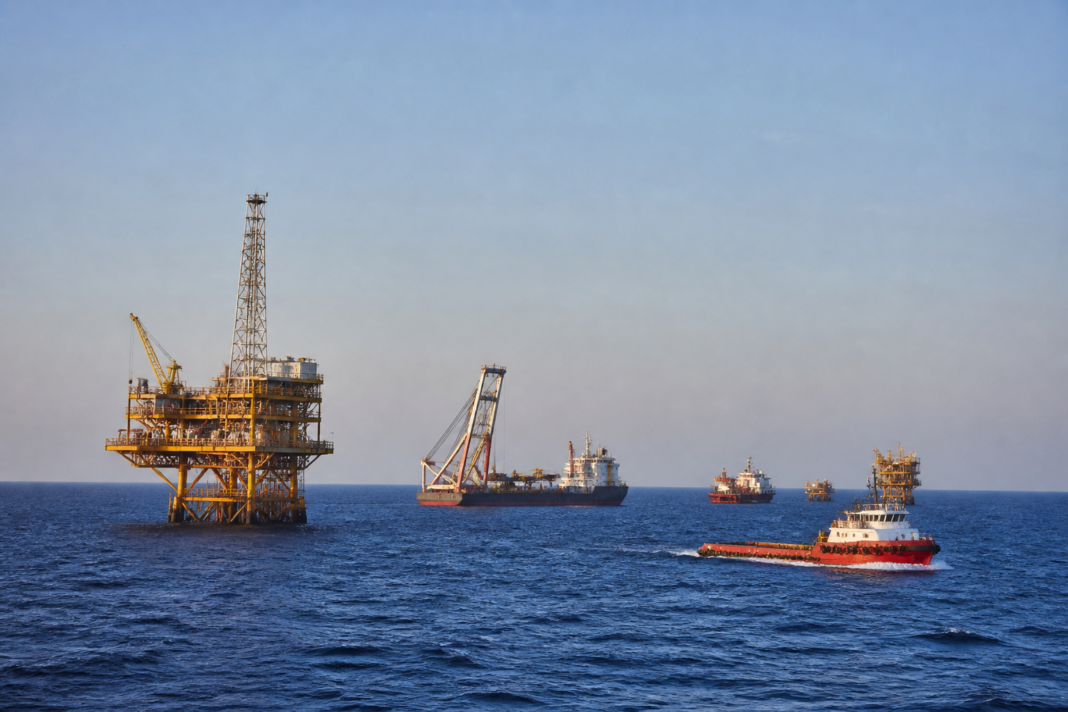 Offshore oil and gas platforms and subsea infrastructure representing L&T’s ONGC west coast order