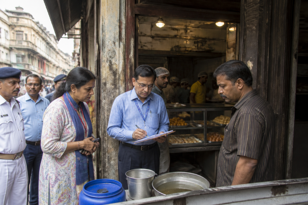 Kolkata Municipal Corporation food safety inspection near restaurants and eateries in central Kolkata