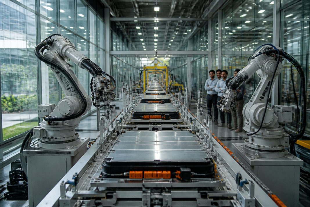 TCS Pune facility with a robotic battery-pack assembly line for AI manufacturing
