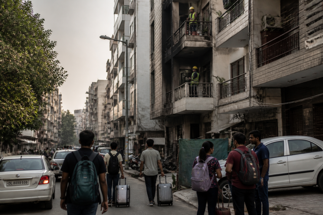 Delhi PG safety concerns near student accommodation buildings in Satya Niketan