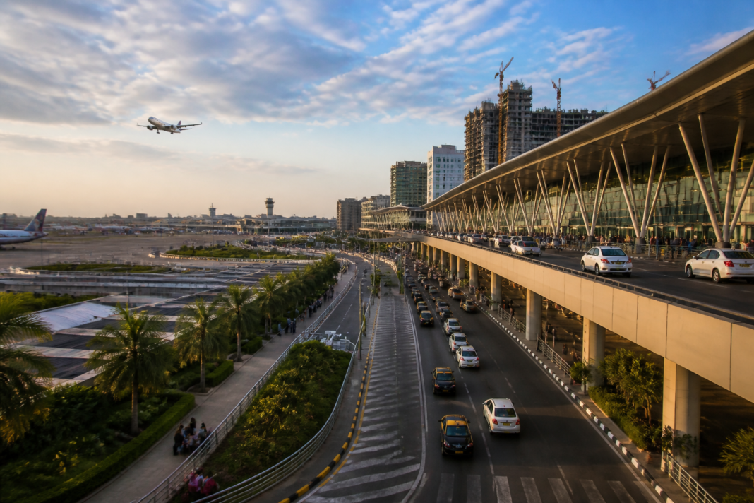Adani Airports terminal and surrounding urban development in India