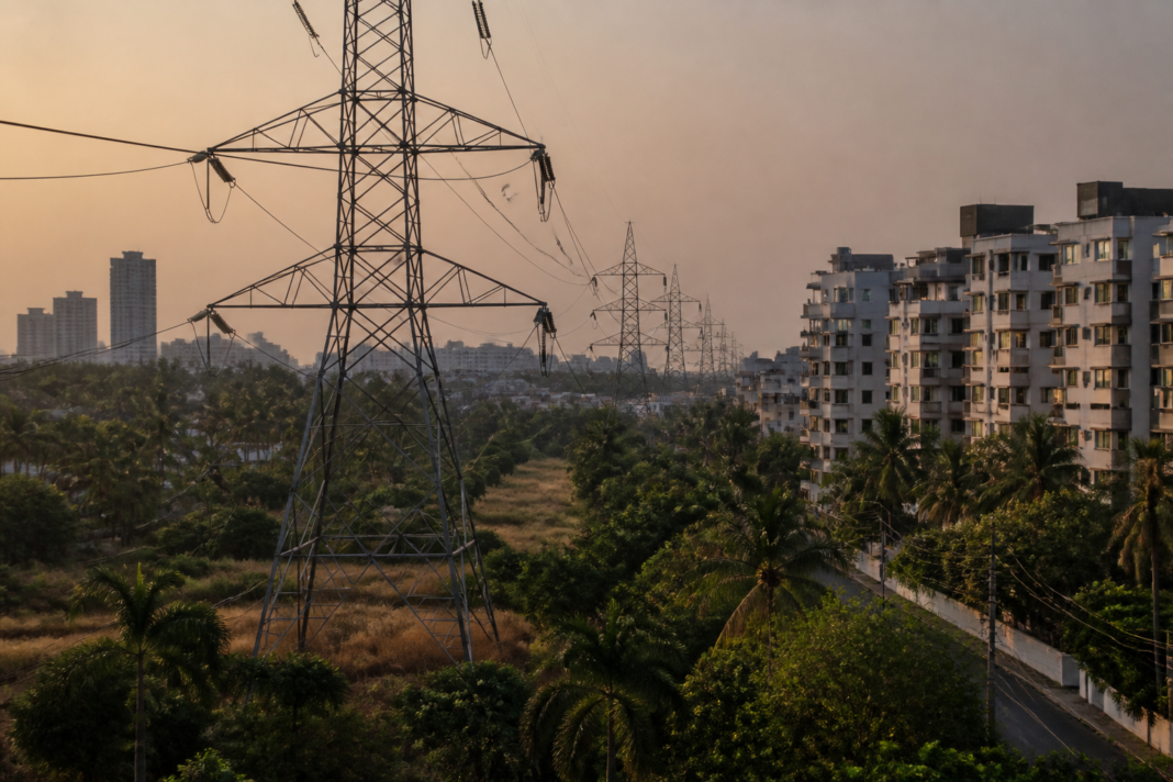 Kerala power grid infrastructure under pressure during a hot, dry evening