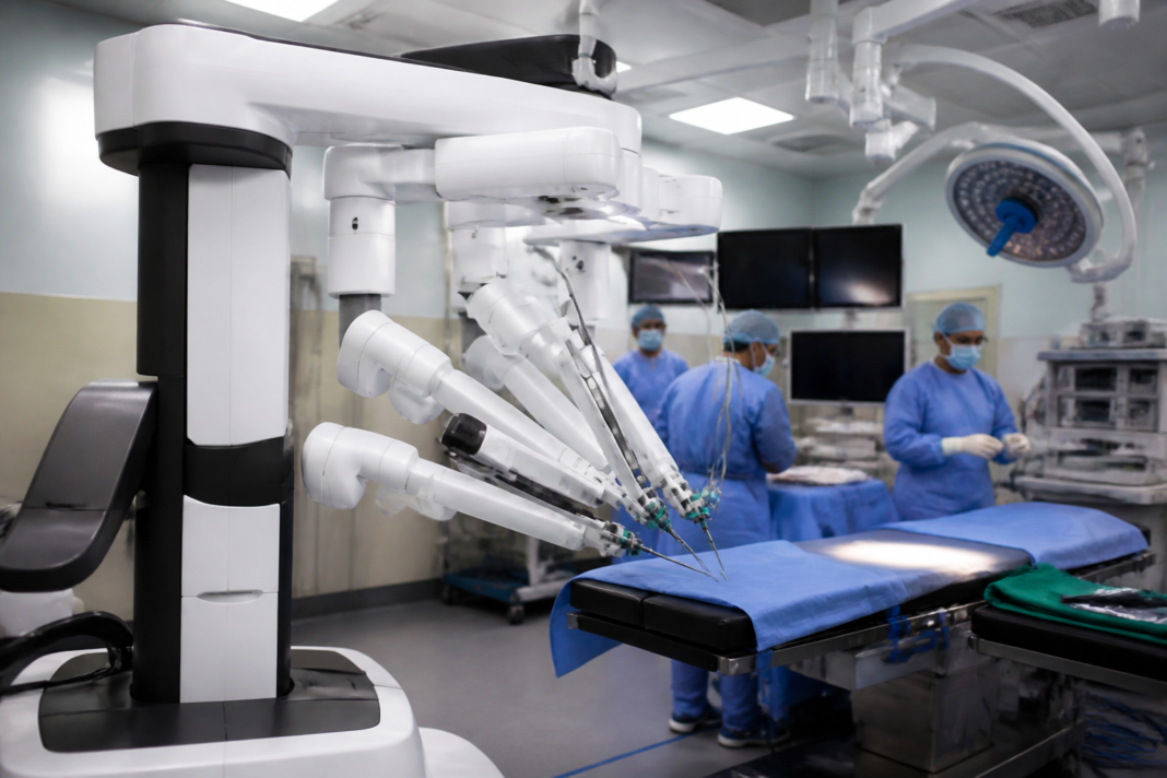 Robotic surgery equipment in an operating theatre at Mumbai's JJ Hospital