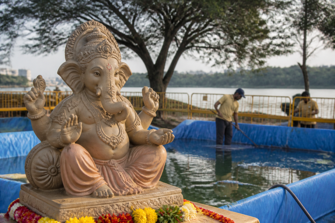 Eco-friendly Ganesha idol prepared for Bengaluru's 2026 festival guidelines