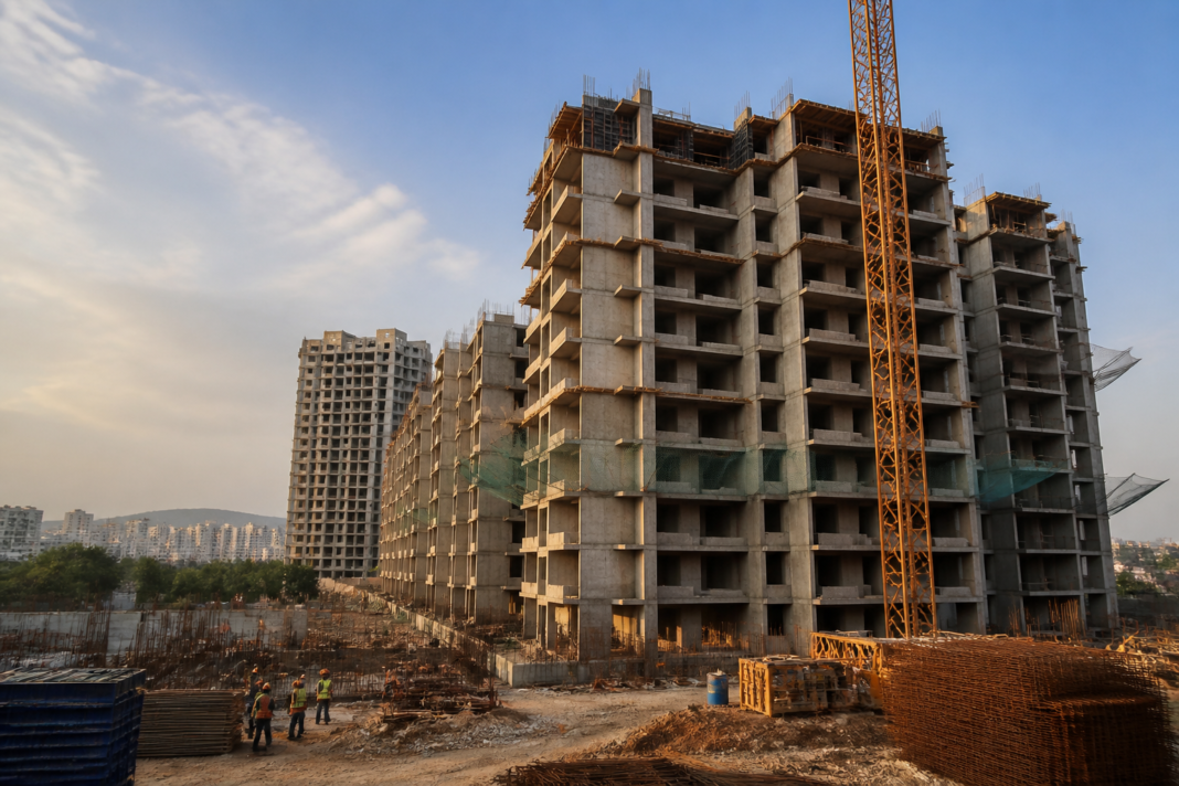 Construction site of a residential housing project in Pune representing the MahaRERA flat possession delay