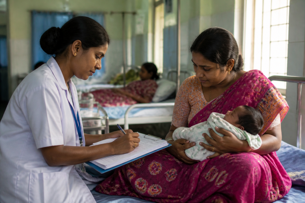 Representative view of a newborn welfare programme at a Tamil Nadu government hospital, illustrating the gold ring scheme