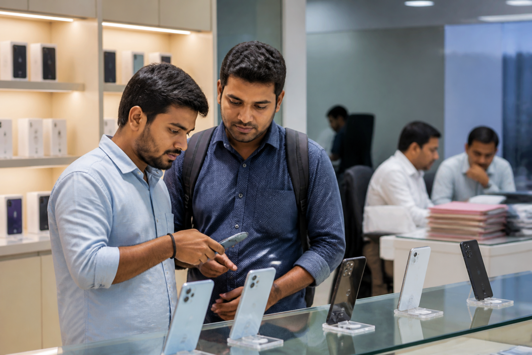 Xiaomi smartphone retail display in India, illustrating the proposed Xiaomi India probe over FDI compliance and e-commerce arrangements