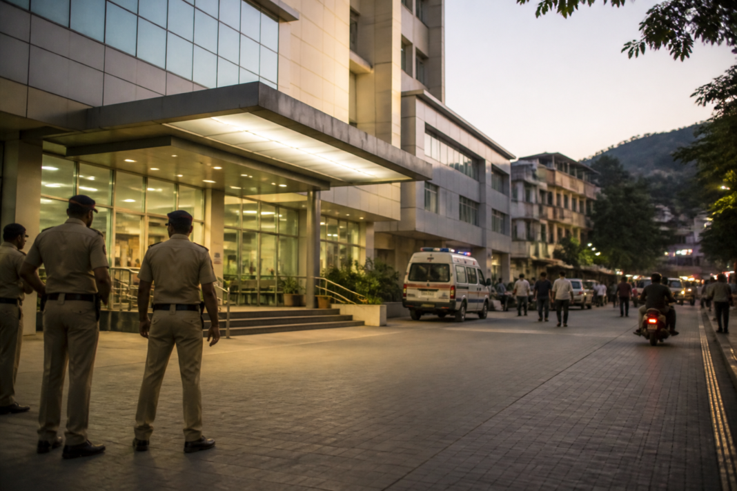 Exterior of a hospital in Palghar representing the Palghar hospital case and police investigation