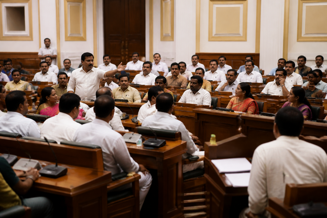 KDMC general body meeting proceedings in the Kalyan-Dombivli Municipal Corporation chamber