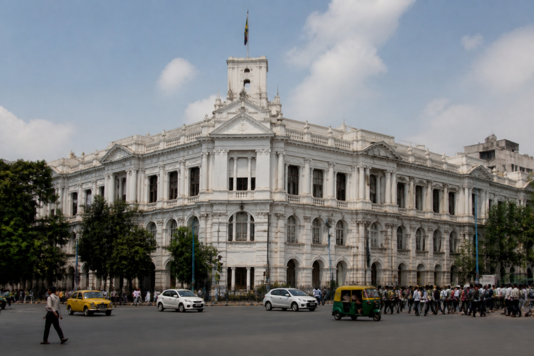 Kolkata Municipal Corporation building representing the KMC ward delimitation and civic election process