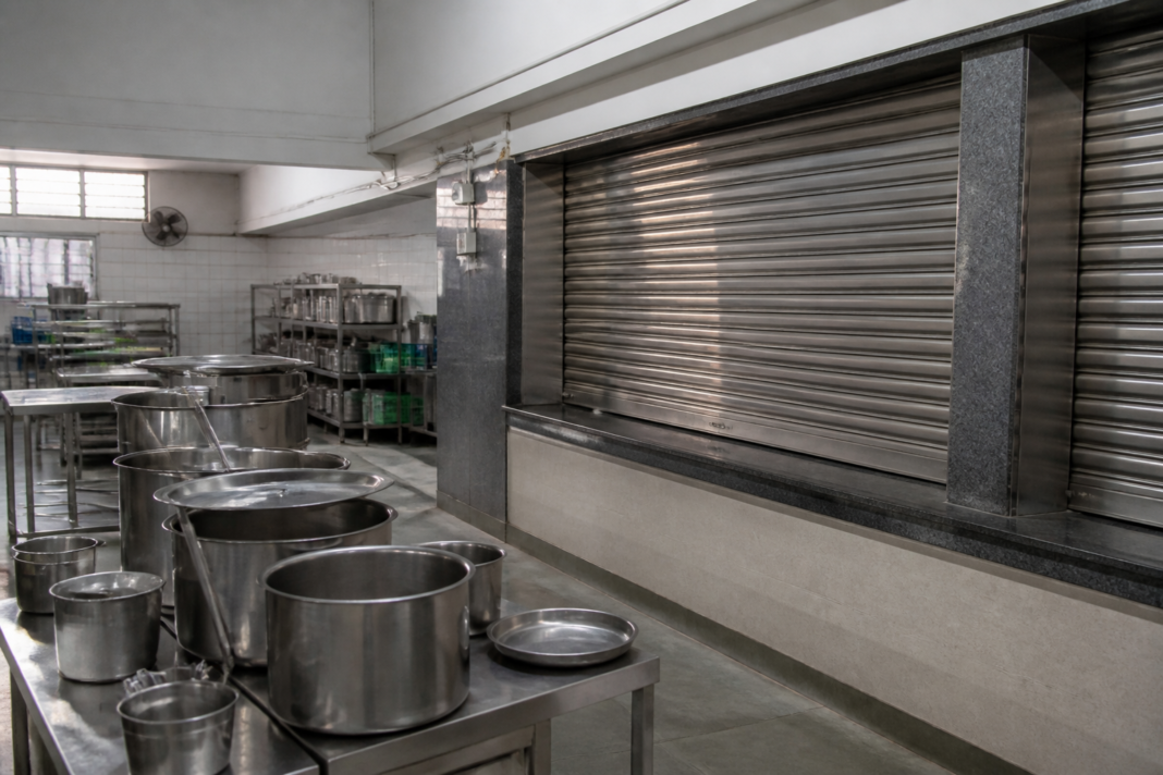 Canteen kitchen area at Rajiv Gandhi Government General Hospital in Chennai following food safety violations