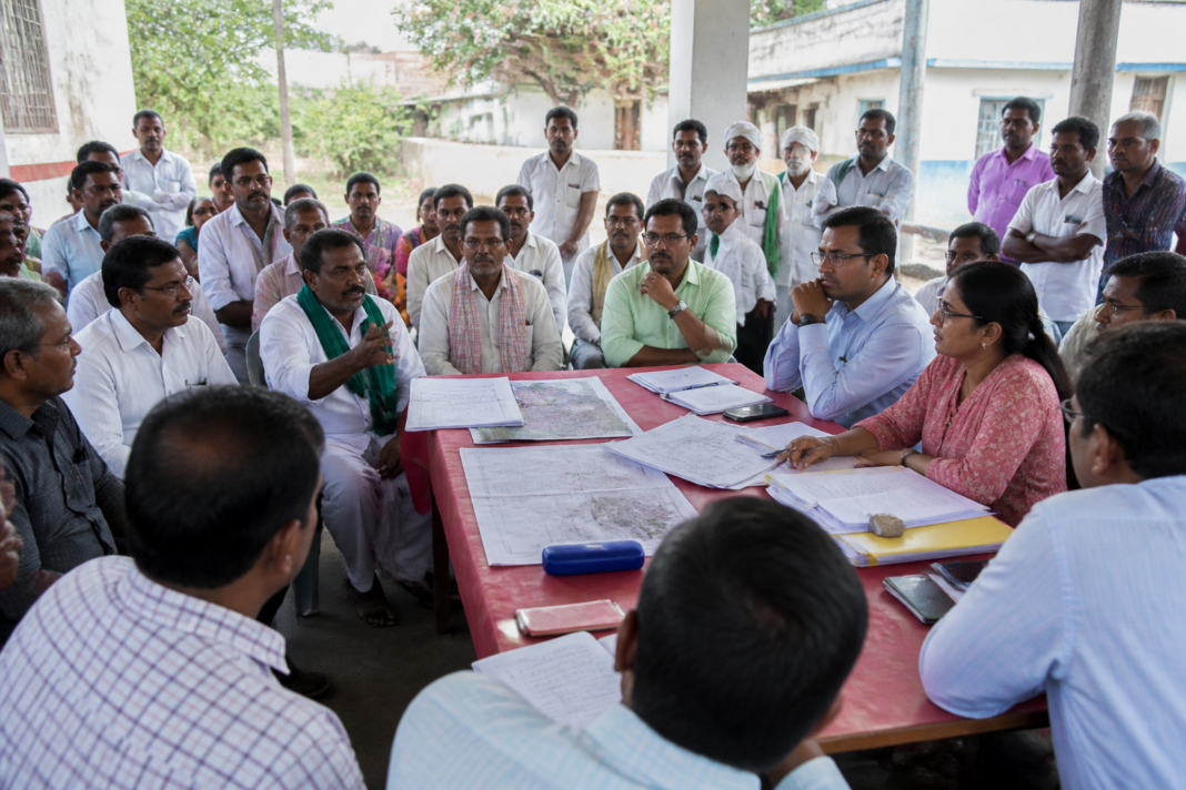 Farmers and revenue officials attend a Gram Sabha on Adilabad airport land acquisition in Kachkanti village
