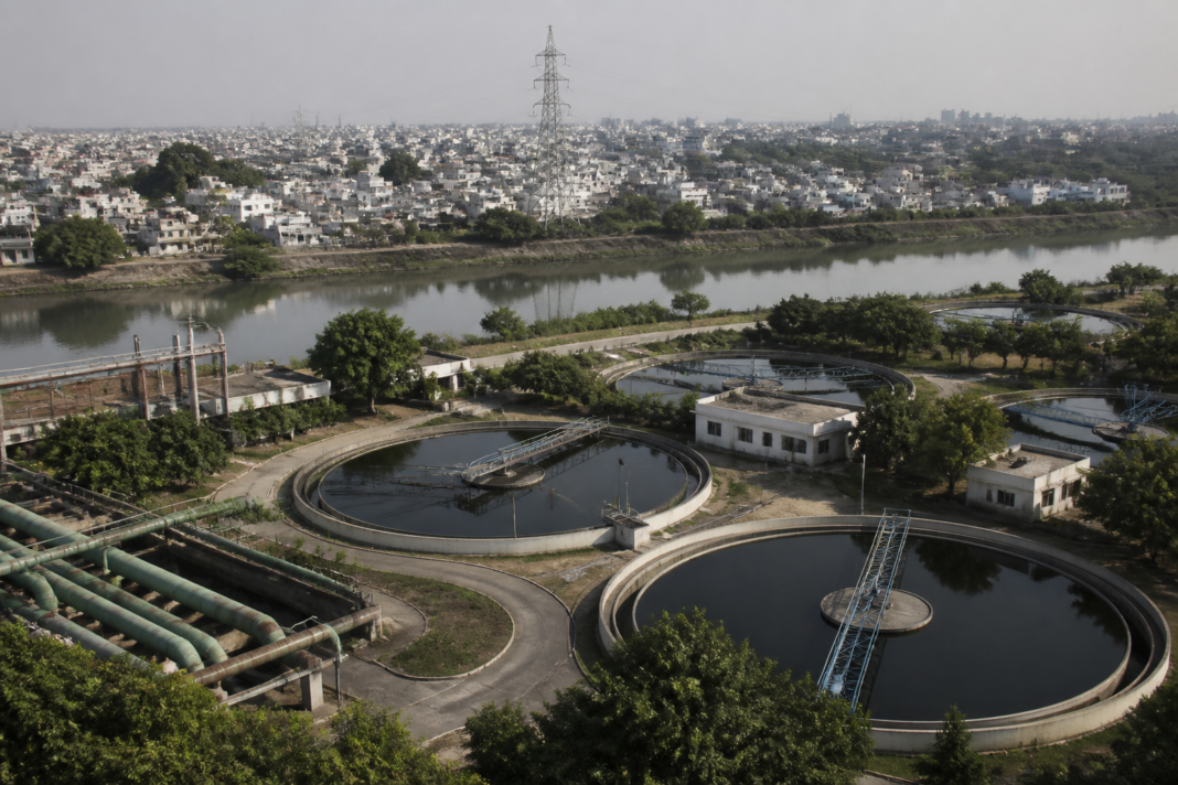 Sewage treatment infrastructure connected to Hyderabad’s Musi river and urban wastewater network