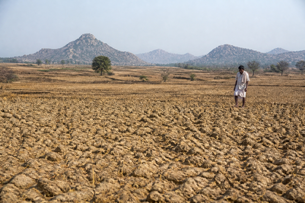 Dry agricultural fields in Karnataka representing the state's request for drought relief for 101 taluks
